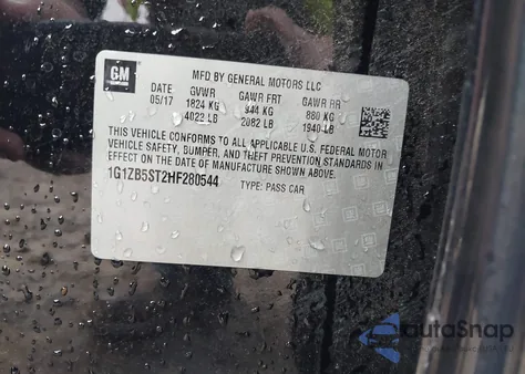 2017 Chevrolet Malibu Ls z USA, uszkodzony, nr VIN 1G1ZB5ST2HF280544